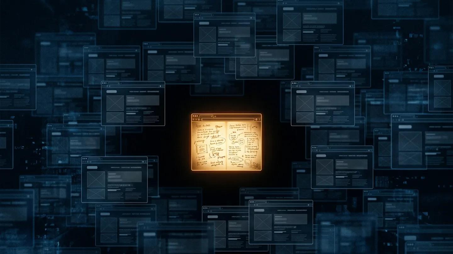 Abstract visualization of low-quality digital content and brand safety risks in programmatic advertising.